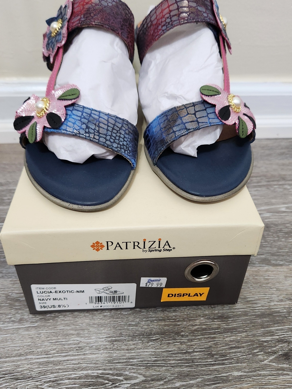 Spring Step Patrizia Navy, Pink & Blue Floral T-Strap Sandals - Picture 4 of 5